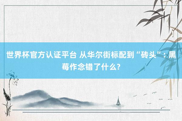 世界杯官方認證平臺 從華爾街標配到“磚頭”: 黑莓作念錯了什么?